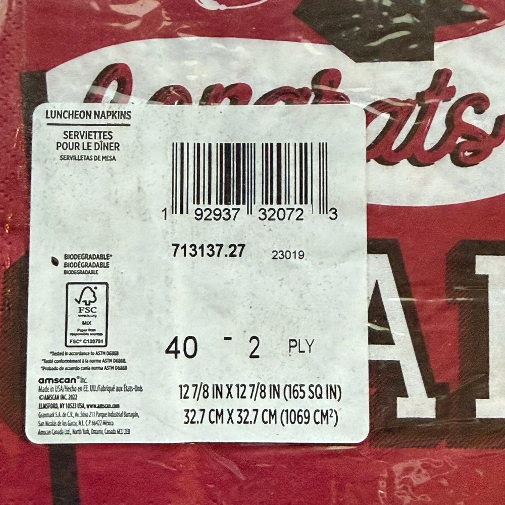 Amscan Red and Black Graduation Napkins and table cloths